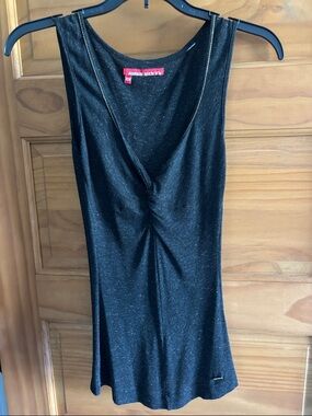 Miss Sixty Black-Gold Shimmer Twist-Front Tank